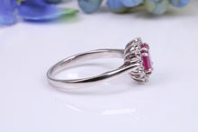 Load image into Gallery viewer, One carat Stunning Ruby and Diamond Cluster Ring, set in White Gold, British Hallmarked