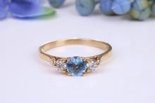 Load image into Gallery viewer, Aquamarine and Diamond set Yellow Gold Trilogy Ring