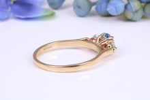 Load image into Gallery viewer, Aquamarine and Diamond set Yellow Gold Trilogy Ring