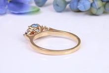 Load image into Gallery viewer, Aquamarine and Diamond set Yellow Gold Trilogy Ring