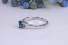Load image into Gallery viewer, Heart Shape Blue Topaz set White Gold Ring, British Hallmarked