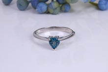Load image into Gallery viewer, Heart Shape Blue Topaz set White Gold Ring, British Hallmarked