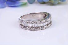 Load image into Gallery viewer, Beautiful three row natural Diamond set band made from 18ct white gold, over One carat Diamonds, British hallmarked