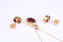 Load image into Gallery viewer, Oval cut Garnet Earrings and Matching Necklace set in Yellow Gold