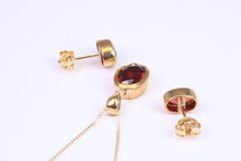 Load image into Gallery viewer, Oval cut Garnet Earrings and Matching Necklace set in Yellow Gold