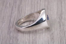 Load image into Gallery viewer, Sapphire set Chunky Oval Faced Signet Ring in Solid Cast Silver