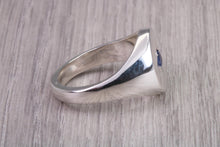 Load image into Gallery viewer, Sapphire set Chunky Oval Faced Signet Ring in Solid Cast Silver