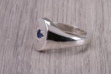 Load image into Gallery viewer, Sapphire set Chunky Oval Faced Signet Ring in Solid Cast Silver