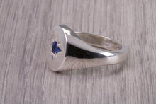 Load image into Gallery viewer, Sapphire set Chunky Oval Faced Signet Ring in Solid Cast Silver