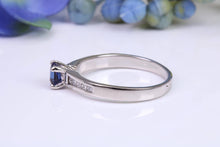 Load image into Gallery viewer, Blue Sapphire and Diamond set Platinum Ring, Square cut Sapphire with Square cut Diamonds