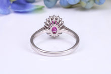 Load image into Gallery viewer, One carat Stunning Ruby and Diamond Cluster Ring, set in White Gold, British Hallmarked
