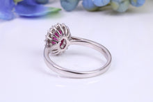 Load image into Gallery viewer, One carat Stunning Ruby and Diamond Cluster Ring, set in White Gold, British Hallmarked