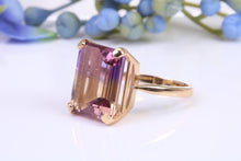 Load image into Gallery viewer, Large 11ct Natural Ametrine set Yellow Gold Dress Ring, British Hallmarked