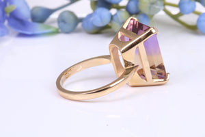 Large 11ct Natural Ametrine set Yellow Gold Dress Ring, British Hallmarked