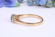 Load image into Gallery viewer, Aquamarine and Diamond set Yellow Gold Trilogy Ring