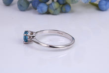 Load image into Gallery viewer, Heart Shape Blue Topaz set White Gold Ring, British Hallmarked