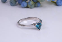Load image into Gallery viewer, Heart Shape Blue Topaz set White Gold Ring, British Hallmarked