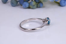 Load image into Gallery viewer, Heart Shape Blue Topaz set White Gold Ring, British Hallmarked