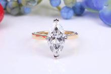 Load image into Gallery viewer, Marquise cut Lab Diamond set Solitaire, Absolutely Stunning Ring, Made in Your Choice of Diamond Size and Precious Metal, Certified Diamond
