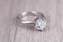 Load image into Gallery viewer, Round cut Lab Diamond set Solitaire, Absolutely Stunning Ring, Made in Your Choice of Diamond Size and Precious Metal, Certified Diamond