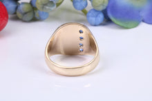 Load image into Gallery viewer, Four Natural Blue Sapphire set Yellow Gold Signet Ring, Made From Solid Cast Yellow Gold, British Hallmarked