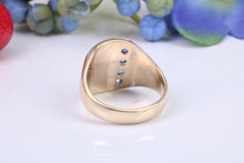 Load image into Gallery viewer, Four Natural Blue Sapphire set Yellow Gold Signet Ring, Made From Solid Cast Yellow Gold, British Hallmarked