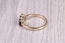 Load image into Gallery viewer, 1.50ct Royal Blue Sapphire Trilogy set Ring, Made From 9ct Yellow Gold, British Hallmarked