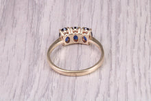 Load image into Gallery viewer, 1.50ct Royal Blue Sapphire Trilogy set Ring, Made From 9ct Yellow Gold, British Hallmarked