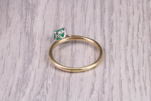 Load image into Gallery viewer, Dainty Emerald set 18ct Yellow Gold Solitaire, British Hallmarked, Third of a carat Emerald
