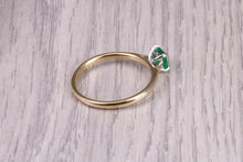 Load image into Gallery viewer, Dainty Emerald set 18ct Yellow Gold Solitaire, British Hallmarked, Third of a carat Emerald