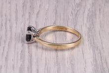 Load image into Gallery viewer, Square cut Blue Sapphire Solitaire, made from 18ct Yellow Gold, British Hallmarked