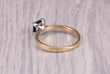 Load image into Gallery viewer, Square cut Blue Sapphire Solitaire, made from 18ct Yellow Gold, British Hallmarked