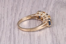 Load image into Gallery viewer, Royal Blue Sapphire and Citrine set Five stone Ring, Made From Yellow Gold, British Hallmarked, Not very often seen combination of Gemstones