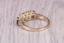 Load image into Gallery viewer, Royal Blue Sapphire and Citrine set Five stone Ring, Made From Yellow Gold, British Hallmarked, Not very often seen combination of Gemstones