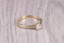 Load image into Gallery viewer, 0.28 carat Natural Diamond set Yellow Gold Solitaire, Dainty Ring, British Hallmarked