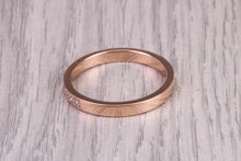 Load image into Gallery viewer, 3 mm Wide Natural Round cut Diamond set 18ct Rose Gold Band, British Hallmarked
