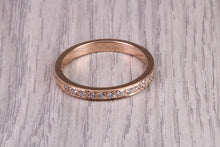 Load image into Gallery viewer, 3 mm Wide Natural Round cut Diamond set 18ct Rose Gold Band, British Hallmarked