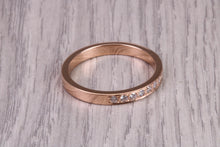 Load image into Gallery viewer, 3 mm Wide Natural Round cut Diamond set 18ct Rose Gold Band, British Hallmarked