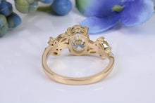 Load image into Gallery viewer, One carat Oval cut and Flanked with Round and Marquise cut Lab Grown Diamond set Engagement Ring, Absolutely Stunning Ring