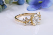 Load image into Gallery viewer, One carat Oval cut and Flanked with Round and Marquise cut Lab Grown Diamond set Engagement Ring, Absolutely Stunning Ring