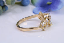 Load image into Gallery viewer, One carat Oval cut and Flanked with Round and Marquise cut Lab Grown Diamond set Engagement Ring, Absolutely Stunning Ring