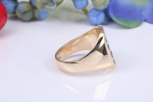 Load image into Gallery viewer, Four Natural Blue Sapphire set Yellow Gold Signet Ring, Made From Solid Cast Yellow Gold, British Hallmarked