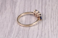 Load image into Gallery viewer, 1.50ct Royal Blue Sapphire Trilogy set Ring, Made From 9ct Yellow Gold, British Hallmarked