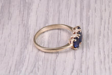 Load image into Gallery viewer, 1.50ct Royal Blue Sapphire Trilogy set Ring, Made From 9ct Yellow Gold, British Hallmarked