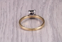 Load image into Gallery viewer, Square cut Blue Sapphire Solitaire, made from 18ct Yellow Gold, British Hallmarked