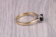 Load image into Gallery viewer, Square cut Blue Sapphire Solitaire, made from 18ct Yellow Gold, British Hallmarked