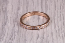 Load image into Gallery viewer, 3 mm Wide Natural Round cut Diamond set 18ct Rose Gold Band, British Hallmarked