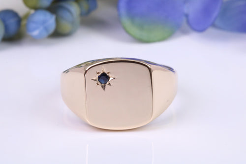 Chunky and Heavy Black Diamond set Yellow Gold Signet Ring