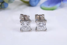 Load image into Gallery viewer, Two carat Square Lab Diamond Solitaire Stud Earrings set in Platinum, Top Grade Diamonds