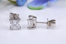 Load image into Gallery viewer, Two carat Square Lab Diamond Solitaire Stud Earrings set in Platinum, Top Grade Diamonds